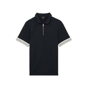 REISS Bruno Sleeve-Trim Half-Zip Polo Shirt